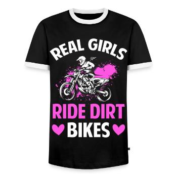 Motocross Motorcyclist Motor Race - Men's Ringer Shirt - black/white - Front - AI Model Female 172 light (172cm) & AI Model Male 178 light (178cm)