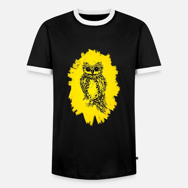 Eule - Männer Kontrast-T-Shirt - Schwarz/Weiß