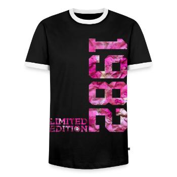 LIMITED EDITION 1982 PINK 44. GEBURTSTAG - Männer Kontrast-T-Shirt - Schwarz/Weiß - Vorne - AI Model Female 172 light (172cm) & AI Model Male 178 light (178cm)