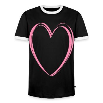 Pink Heart - Men's Ringer Shirt - black/white - Front - AI Model Female 172 light (172cm) & AI Model Male 178 light (178cm)