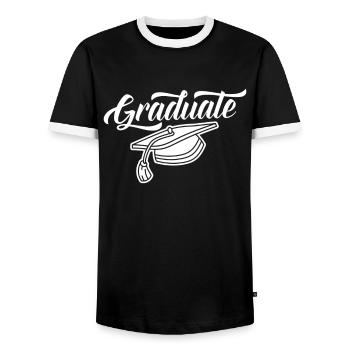 Graduate Graduate Graduation Party Graduates - Men's Ringer Shirt - black/white - Front - AI Model Female 172 light (172cm) & AI Model Male 178 light (178cm)
