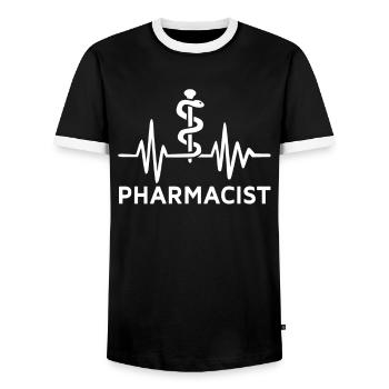 Pharmacist Profession Pharmacy Pharmacist Pharmacist - Men's Ringer Shirt - black/white - Front - AI Model Female 172 light (172cm) & AI Model Male 178 light (178cm)