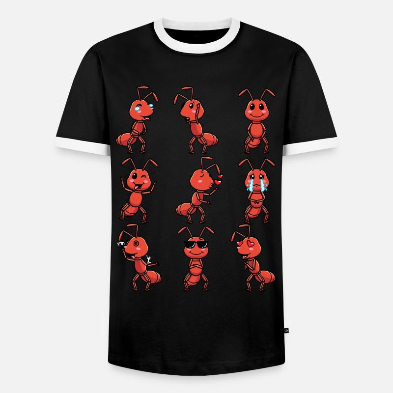 Fire ant Emoticon - Men's Ringer Shirt - black/white