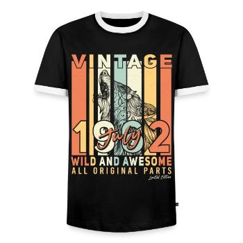 1962 Juli 60ter Geburtstag - Männer Kontrast-T-Shirt - Schwarz/Weiß - Vorne - AI Model Female 172 light (172cm) & AI Model Male 178 light (178cm)