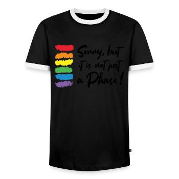 Sorry, but it is Not just A Phase Gay Pride LGBT - Männer Kontrast-T-Shirt - Schwarz/Weiß - Vorne - AI Model Female 172 light (172cm) & AI Model Male 178 light (178cm)