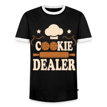 Cupcake design for pastry chef | Cupcake Dealer - Men's Ringer Shirt - black/white - Front - AI Model Female 172 light (172cm) & AI Model Male 178 light (178cm)