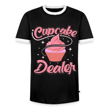 Cupcake Design für Konditor | Cupcake Dealer - Männer Kontrast-T-Shirt - Schwarz/Weiß - Vorne - AI Model Female 172 light (172cm) & AI Model Male 178 light (178cm)