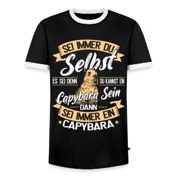 Capybara Wasserschwein Nagetier - Männer Kontrast-T-Shirt - Schwarz/Weiß - Vorne - AI Model Female 172 light (172cm) & AI Model Male 178 light (178cm)