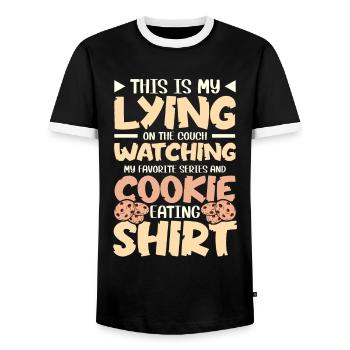 Cupcake design for pastry chef | Cupcake Dealer - Men's Ringer Shirt - black/white - Front - AI Model Female 172 light (172cm) & AI Model Male 178 light (178cm)