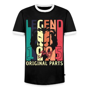 Baujahr 1995 Im Juli - Männer Kontrast-T-Shirt - Schwarz/Weiß - Vorne - AI Model Female 172 light (172cm) & AI Model Male 178 light (178cm)