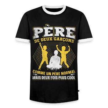 Père De Deux Garcons Papa Fête Des Pères - T-shirt contrasté Homme - noir/blanc - Devant - AI Model Female 172 light (172cm) & AI Model Male 178 light (178cm)