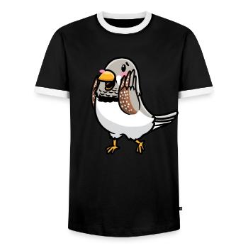 Émoticône d’oiseau de pinson zèbre - T-shirt contrasté Homme - noir/blanc - Devant - AI Model Female 172 light (172cm) & AI Model Male 178 light (178cm)