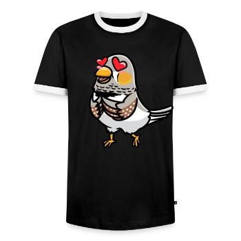 Zebra Finch Bird In Love Emoticon - T-shirt contrasté Homme - noir/blanc - Devant - AI Model Female 172 light (172cm) & AI Model Male 178 light (178cm)