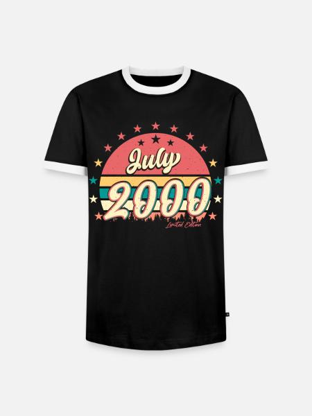 Bestes Lebensjahr Juli 2000 - Männer Kontrast-T-Shirt - Schwarz/Weiß