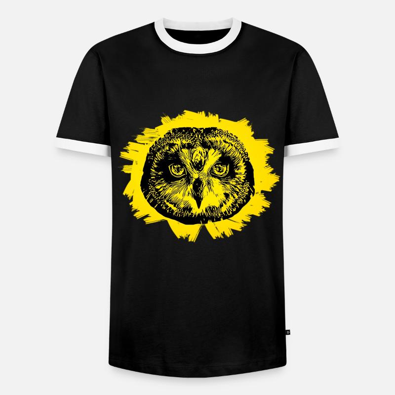 Eule - Männer Kontrast-T-Shirt - Schwarz/Weiß