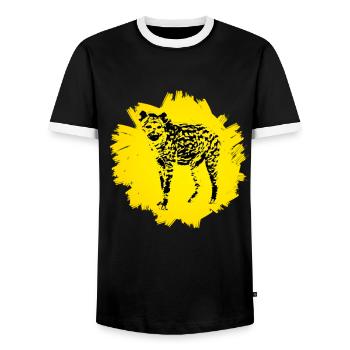 Hyena - Men's Ringer Shirt - black/white - Front - AI Model Female 172 light (172cm) & AI Model Male 178 light (178cm)
