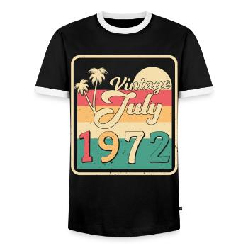 1972 Juli 50ter Geburtstag - Männer Kontrast-T-Shirt - Schwarz/Weiß - Vorne - AI Model Female 172 light (172cm) & AI Model Male 178 light (178cm)