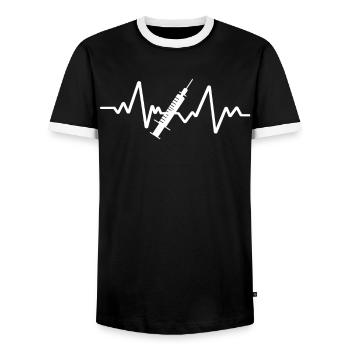 Weisses Spritzen Design - Männer Kontrast-T-Shirt - Schwarz/Weiß - Vorne - AI Model Female 172 light (172cm) & AI Model Male 178 light (178cm)