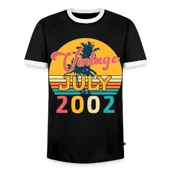 20 ans en juillet 2002 - T-shirt contrasté Homme - noir/blanc - Devant - AI Model Female 172 light (172cm) & AI Model Male 178 light (178cm)