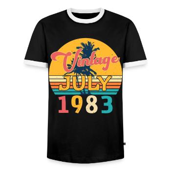 Voeux d'anniversaire cool pour juillet 1983 - T-shirt contrasté Homme - noir/blanc - Devant - AI Model Female 172 light (172cm) & AI Model Male 178 light (178cm)
