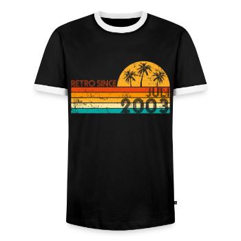 Retro since Juli 2003 - Geburtstag im Juli - Männer Kontrast-T-Shirt - Schwarz/Weiß - Vorne - AI Model Female 172 light (172cm) & AI Model Male 178 light (178cm)