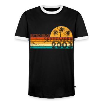 Retro since September 2003 - Geburtstag im Septemb - Männer Kontrast-T-Shirt - Schwarz/Weiß - Vorne - AI Model Female 172 light (172cm) & AI Model Male 178 light (178cm)