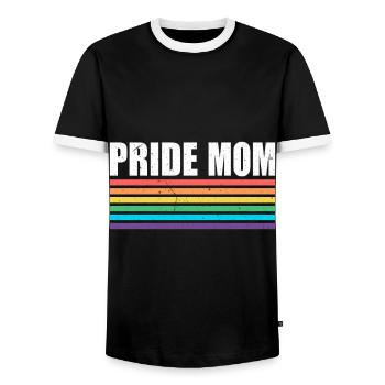 Pride Mom - LGBT Gay Pride Month Community - Men's Ringer Shirt - black/white - Front - AI Model Female 172 light (172cm) & AI Model Male 178 light (178cm)