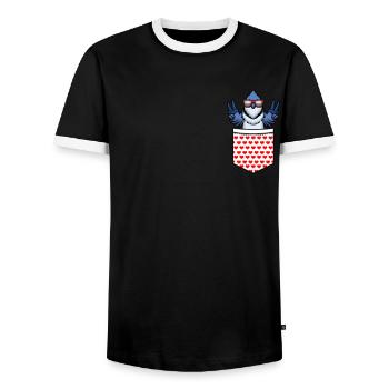 Oiseau geai bleu - T-shirt contrasté Homme - noir/blanc - Devant - AI Model Female 172 light (172cm) & AI Model Male 178 light (178cm)