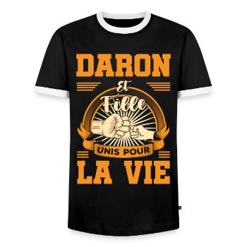 Daron fille unis pour la vie fête des pères check - T-shirt contrasté Homme - noir/blanc - Devant - AI Model Female 172 light (172cm) & AI Model Male 178 light (178cm)