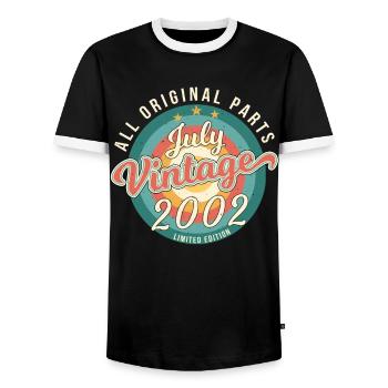 20 ans en juillet 2002 - T-shirt contrasté Homme - noir/blanc - Devant - AI Model Female 172 light (172cm) & AI Model Male 178 light (178cm)