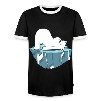 Yoga Polar Bear - Men's Ringer Shirt - black/white - Front - AI Model Female 172 light (172cm) & AI Model Male 178 light (178cm)
