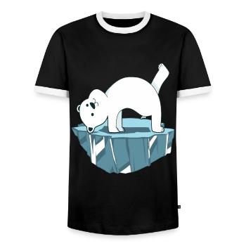 Yoga Polar Bear - Men's Ringer Shirt - black/white - Front - AI Model Female 172 light (172cm) & AI Model Male 178 light (178cm)
