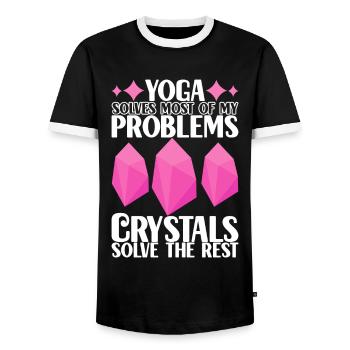 Yoga Yogi Entspannen - Männer Kontrast-T-Shirt - Schwarz/Weiß - Vorne - AI Model Female 172 light (172cm) & AI Model Male 178 light (178cm)