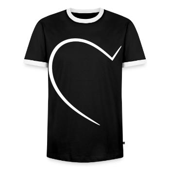 Demi-cœur blanc - T-shirt contrasté Homme - noir/blanc - Devant - AI Model Female 172 light (172cm) & AI Model Male 178 light (178cm)