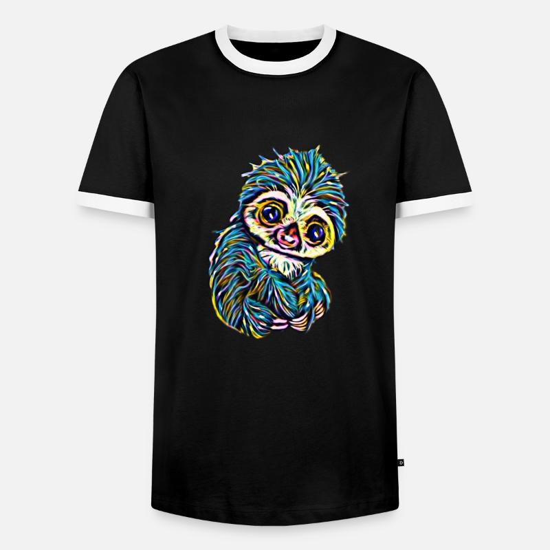 Faultier - Männer Kontrast-T-Shirt - Schwarz/Weiß