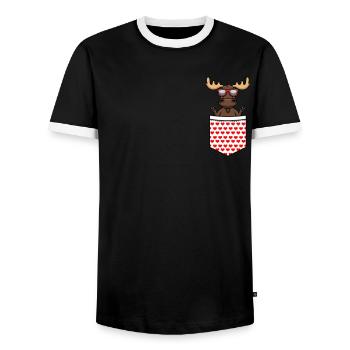 Elch Alaska-Elche Lustig mit Sonnenbrille - Männer Kontrast-T-Shirt - Schwarz/Weiß - Vorne - AI Model Female 172 light (172cm) & AI Model Male 178 light (178cm)