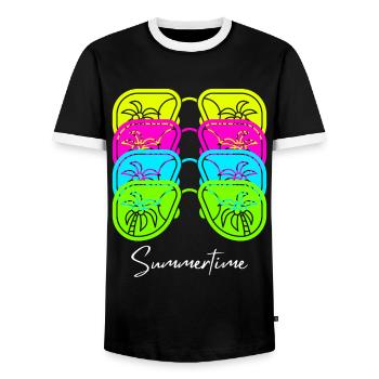 Chemise d’été d’été Femmes Hommes - T-shirt contrasté Homme - noir/blanc - Devant - AI Model Female 172 light (172cm) & AI Model Male 178 light (178cm)