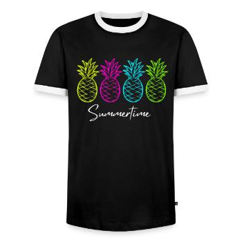 Chemise d’été d’été Femmes Hommes - T-shirt contrasté Homme - noir/blanc - Devant - AI Model Female 172 light (172cm) & AI Model Male 178 light (178cm)