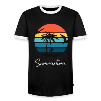 Chemise d’été d’été Femmes Hommes - T-shirt contrasté Homme - noir/blanc - Devant - AI Model Female 172 light (172cm) & AI Model Male 178 light (178cm)
