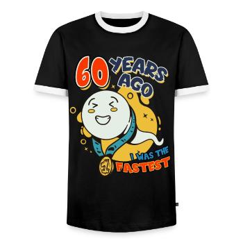60 Years Ago I Was The Fastest 60. Geburtstag - Männer Kontrast-T-Shirt - Schwarz/Weiß - Vorne - AI Model Female 172 light (172cm) & AI Model Male 178 light (178cm)