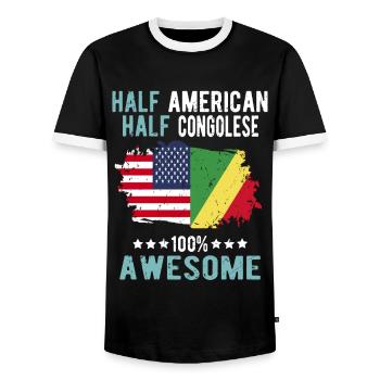 Halb Amerikaner Halb Kongolese - Männer Kontrast-T-Shirt - Schwarz/Weiß - Vorne - AI Model Female 172 light (172cm) & AI Model Male 178 light (178cm)