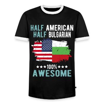 Halb Amerikaner Halb Bulgare - Männer Kontrast-T-Shirt - Schwarz/Weiß - Vorne - AI Model Female 172 light (172cm) & AI Model Male 178 light (178cm)