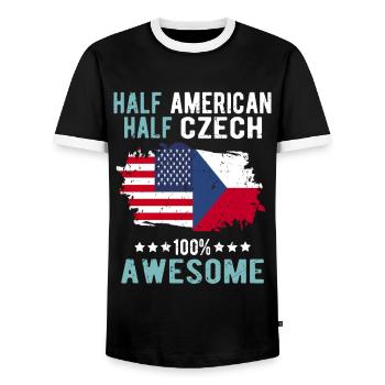 Halb Amerikaner Halb Tscheche - Männer Kontrast-T-Shirt - Schwarz/Weiß - Vorne - AI Model Female 172 light (172cm) & AI Model Male 178 light (178cm)