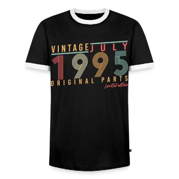 Baujahr 1995 Im Juli - Männer Kontrast-T-Shirt - Schwarz/Weiß - Vorne - AI Model Female 172 light (172cm) & AI Model Male 178 light (178cm)