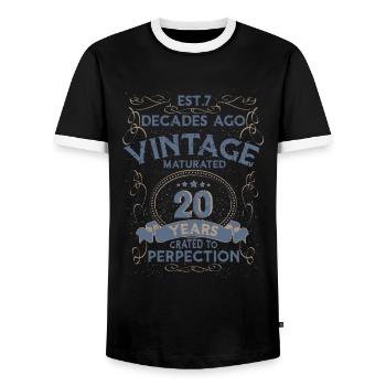 Vintage Légendaire - Vieilli parfaitement 20ème anniversaire - T-shirt contrasté Homme - noir/blanc - Devant - AI Model Female 172 light (172cm) & AI Model Male 178 light (178cm)