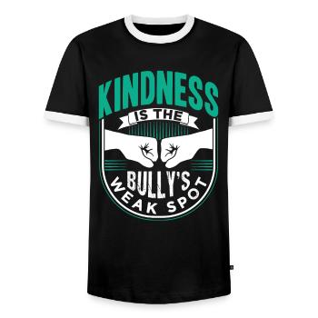 Kindness Is The Bully's Weak Point - Men's Ringer Shirt - black/white - Front - AI Model Female 172 light (172cm) & AI Model Male 178 light (178cm)