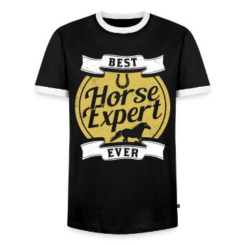 Bester Pferdeexperte Aller Zeiten Reiten Pferd - Männer Kontrast-T-Shirt - Schwarz/Weiß - Vorne - AI Model Female 172 light (172cm) & AI Model Male 178 light (178cm)