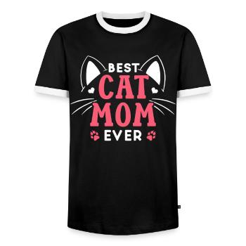 La meilleure maman de chat jamais cat mother - T-shirt contrasté Homme - noir/blanc - Devant - AI Model Female 172 light (172cm) & AI Model Male 178 light (178cm)
