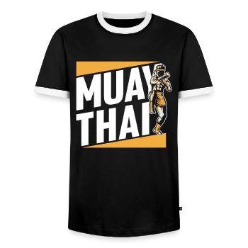 Muay Thai Arts Martiaux Arts Martiaux Combattant - T-shirt contrasté Homme - noir/blanc - Devant - AI Model Female 172 light (172cm) & AI Model Male 178 light (178cm)