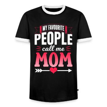 My favorite people call me mom mom mom - Men's Ringer Shirt - black/white - Front - AI Model Female 172 light (172cm) & AI Model Male 178 light (178cm)